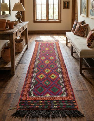 2' x 7' 9 Hand Knotted Kilim Fars Persian Wool Runner Rug