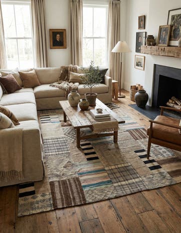 6' 6 x 9' 7 Hand Woven Kilim Patchwork Wool Rug