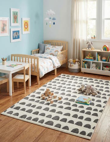 Ivory and Gray Whimsy Kids Rug
