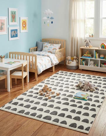 Ivory and Gray Whimsy Kids Rug