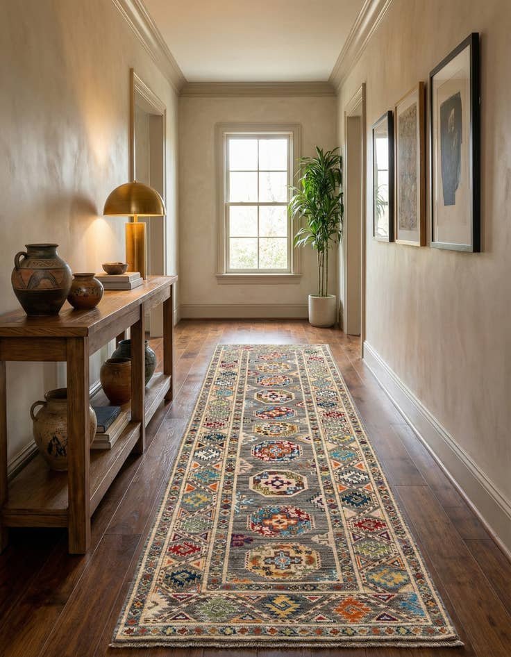 Detail image of 2' 8 x 9' 10  Hand Knotted Kazak Runner Rug