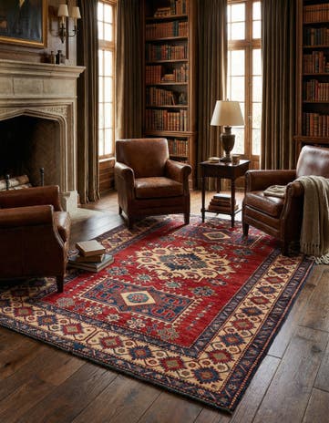 4' 5 x 6' 10 Hand Knotted Kazak Wool Rug