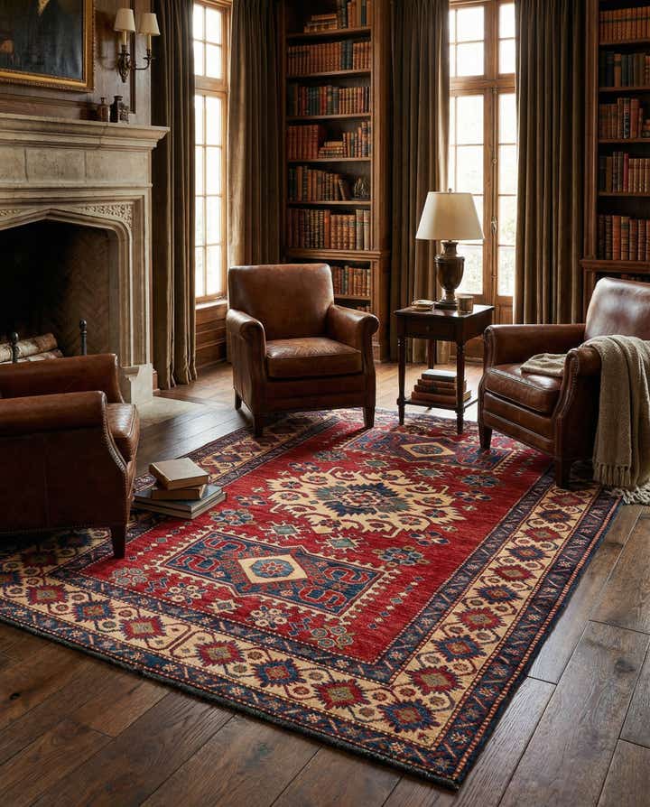 4' 5 x 6' 10 Hand Knotted Kazak Wool Rug