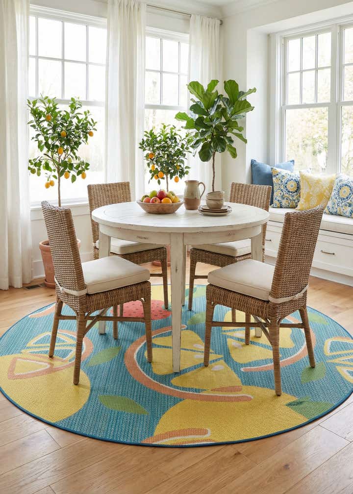 7' 10 x 7' 10 Easy-Clean Baja Indoor / Outdoor Round Rug