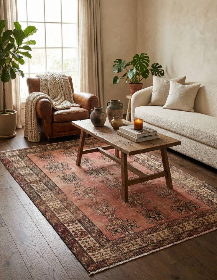 Detail image of  3' 10 x 6' 3  Hand Knotted Ultra Vintage Persian Wool Rug