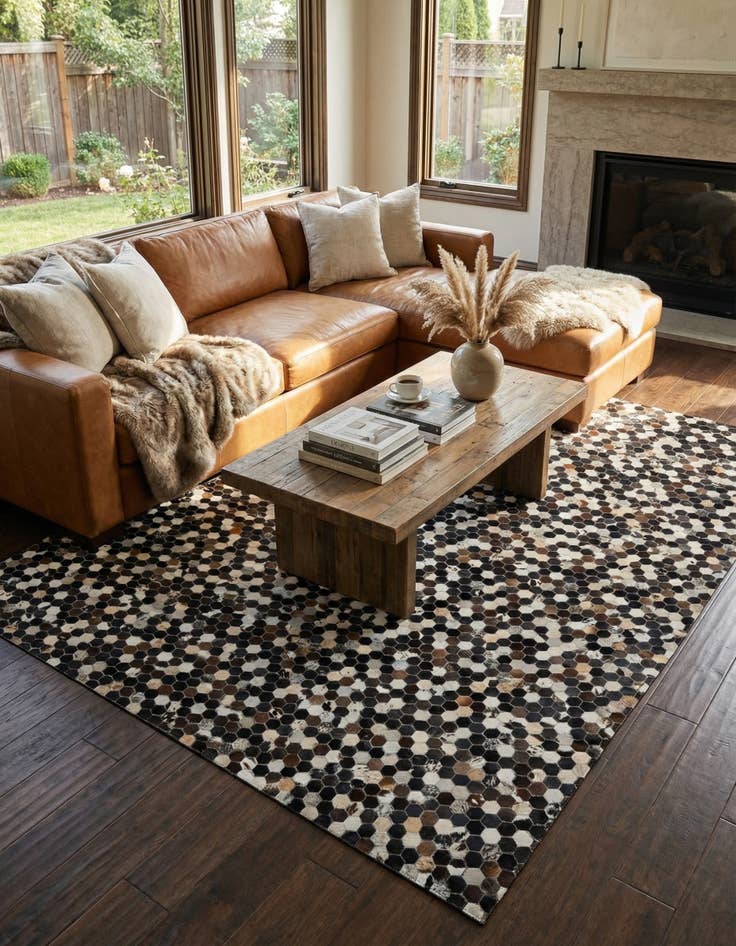 Detail image of  8' x 10' Cowhide Leather Rug