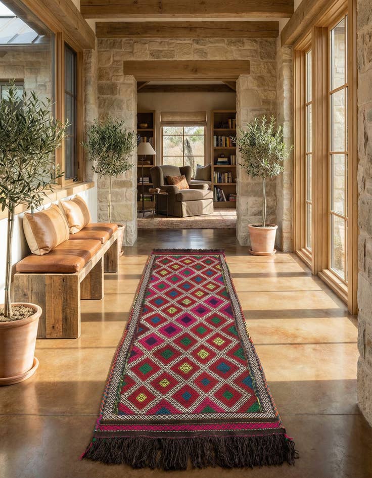 Detail image of 2' 6 x 9' 6  Hand Knotted Kilim Fars Persian Wool Runner Rug