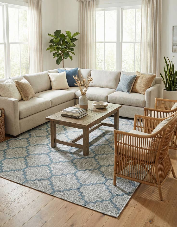 Detail image of 9' x 12'  Washable Trellis Indoor / Outdoor Rug