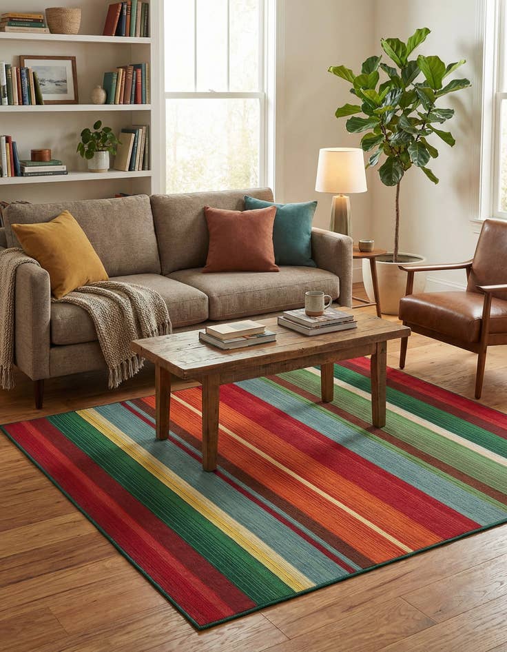 Detail image of 5' 3 x 5' 3  Washable Modern Indoor / Outdoor Square Rug