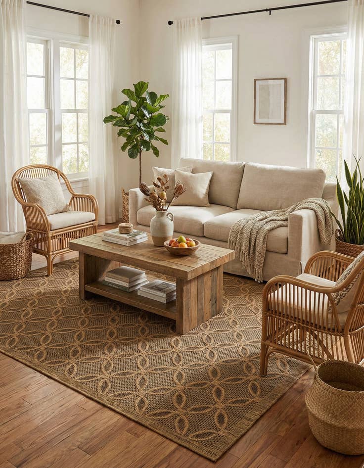 Detail image of 6' x 9' Easy-Clean Trellis Indoor / Outdoor Rug