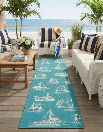 2' 7 x 12' Easy-Clean Coastal Indoor / Outdoor Runner Rug