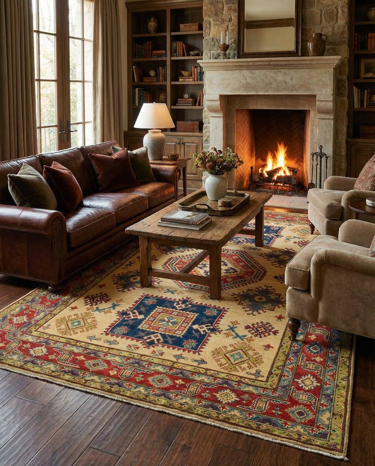 Detail image of 6' 5 x 9' 9 Hand Knotted Kazak Rug