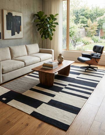 6' 9 x 9' 7 Hand Woven Kilim Modern Wool Rug