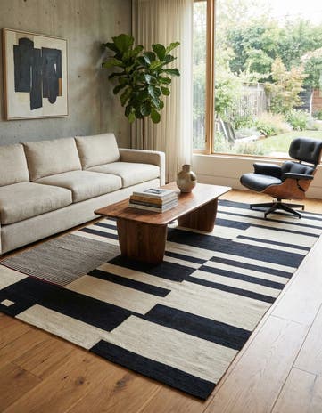 6' 9 x 9' 7 Hand Woven Kilim Modern Wool Rug