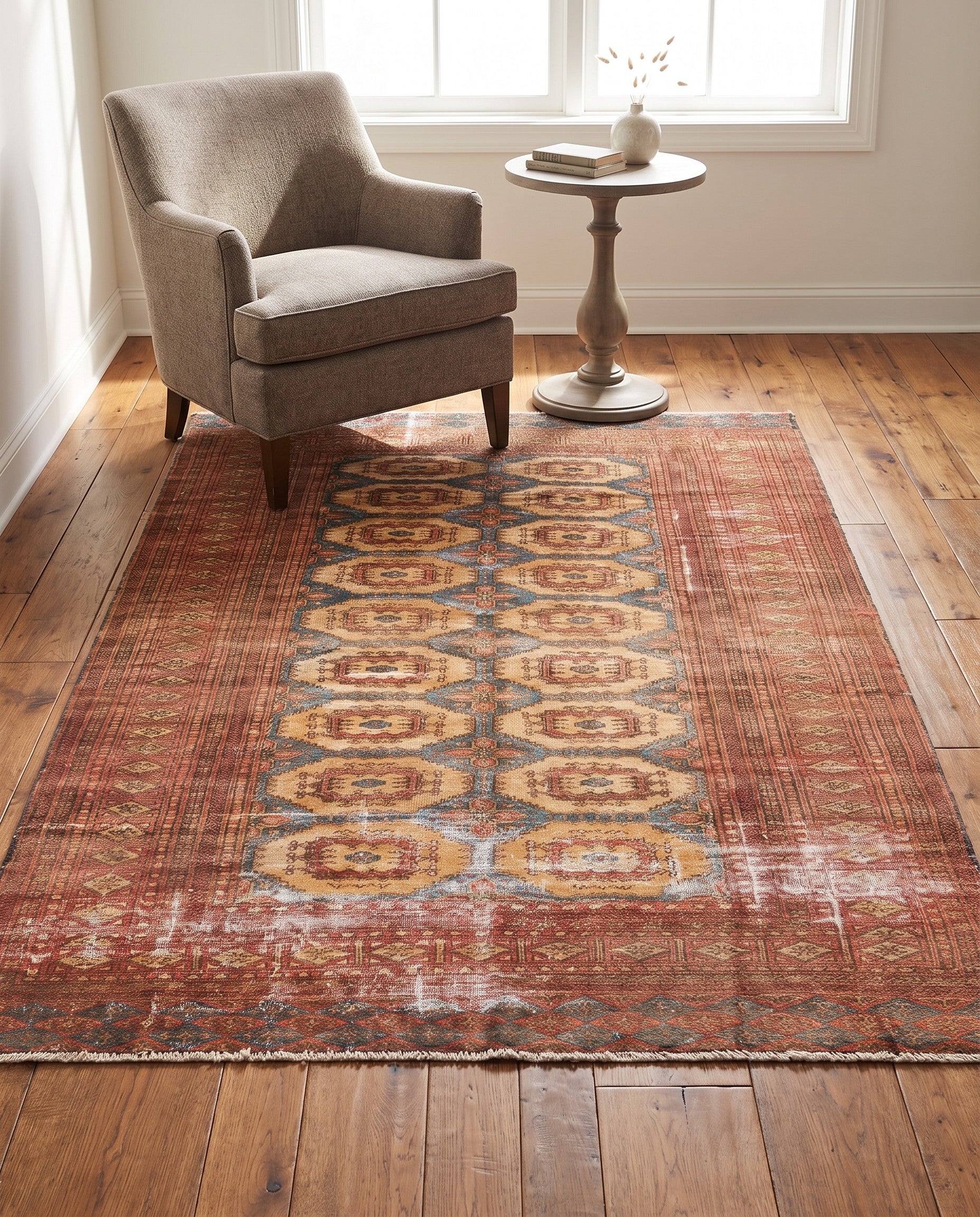 4' 1 x 5' 9 Hand Knotted Ultra Vintage Persian Wool Rug