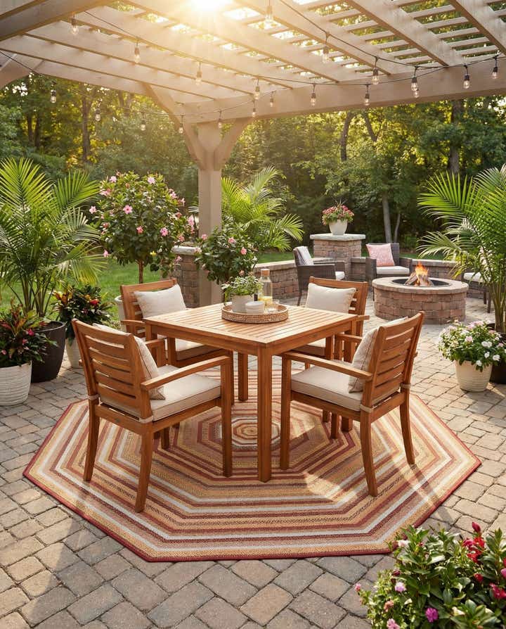 7' 10 x 7' 10 Easy-Clean Baja Indoor / Outdoor Octagon Rug