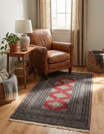 2' 7 x 4' 3 Hand Knotted Bokhara Oriental Wool Rug