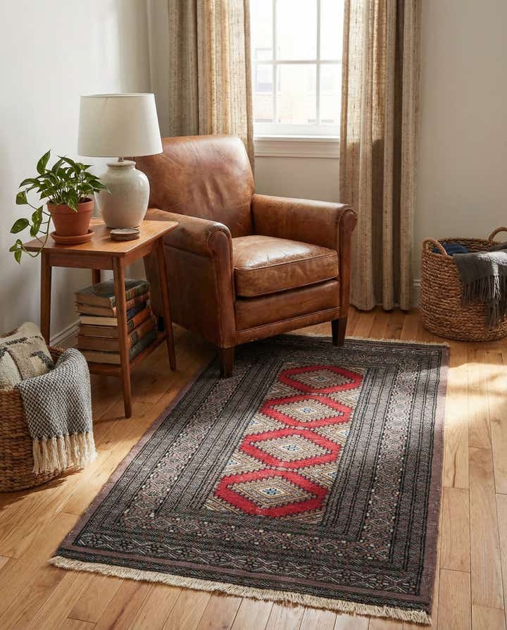 2' 7 x 4' 3 Hand Knotted Bokhara Oriental Wool Rug