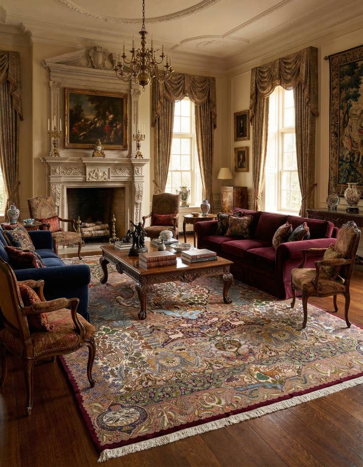 Detail image of 9' 11 x 12' 9  Hand Knotted Kashmar Persian Wool Rug