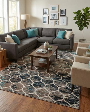  9' x 12' Lattice Frieze Rug