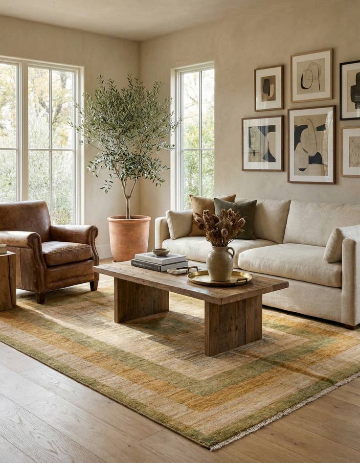 Detail image of 4' x 6'  Hand Knotted Modern Ziegler Rug