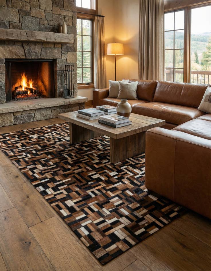 Detail image of  5' x 7' 11 Cowhide - Patchwork Rug