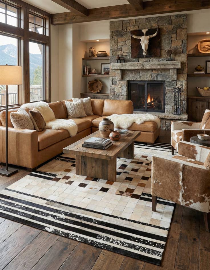 Detail image of 5' x 8' 1 Cowhide Leather Rug