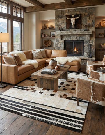 5' x 8' 1 Cowhide Leather Rug