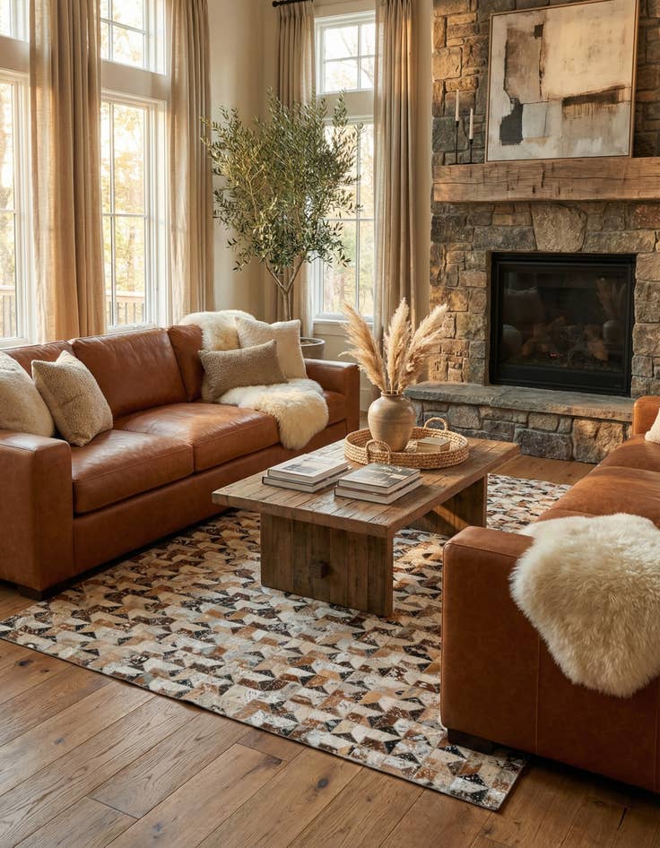 Detail image of 5' x 8' Cowhide Leather Rug