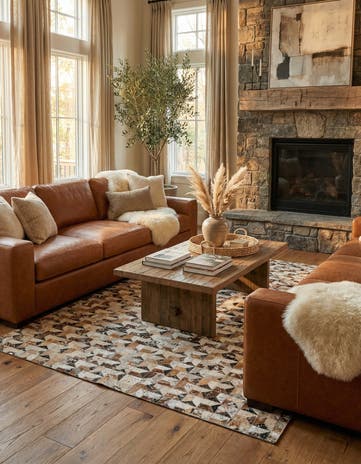5' x 8' Cowhide Leather Rug