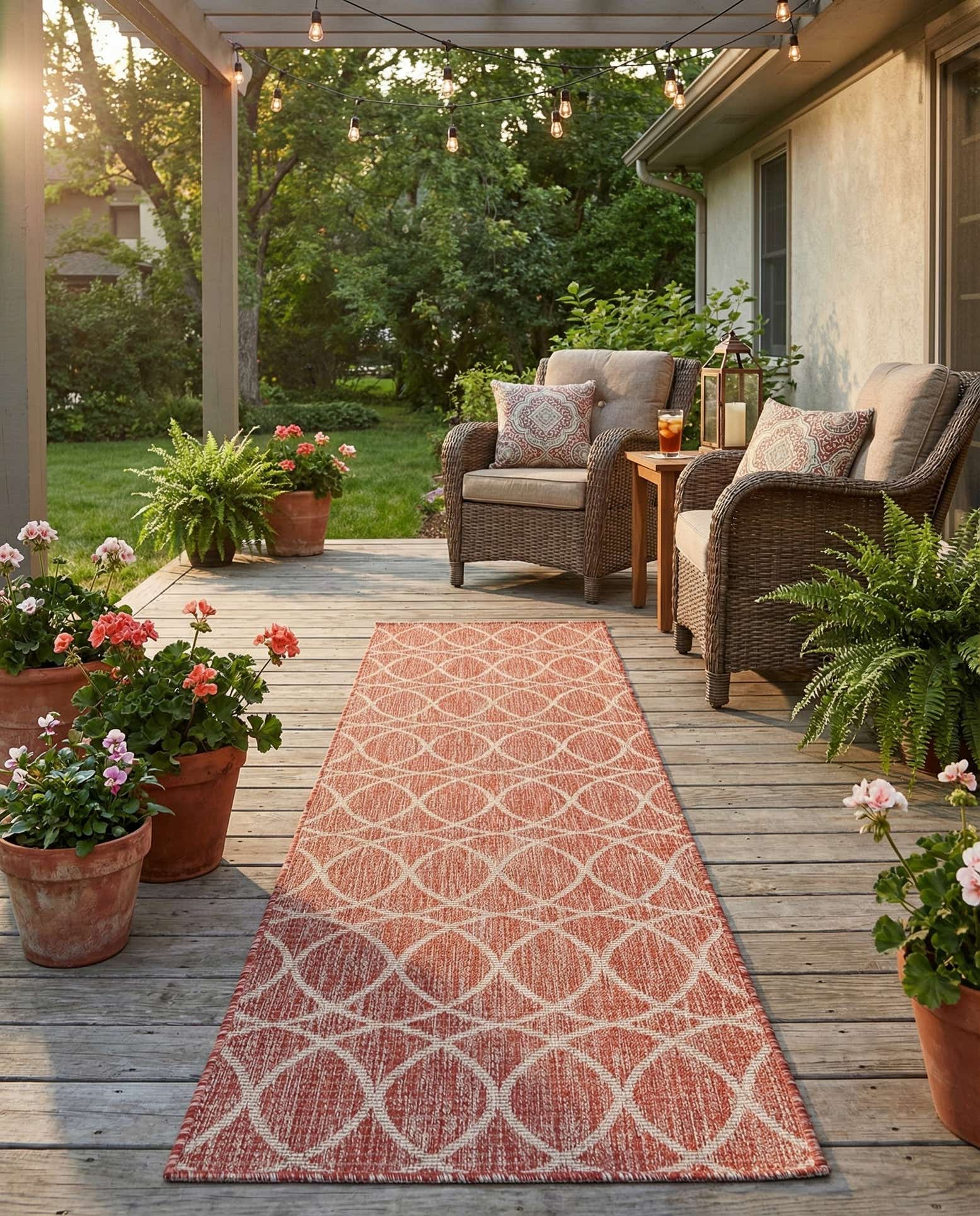 2' x 8' Easy-Clean Trellis Indoor / Outdoor Runner Rug