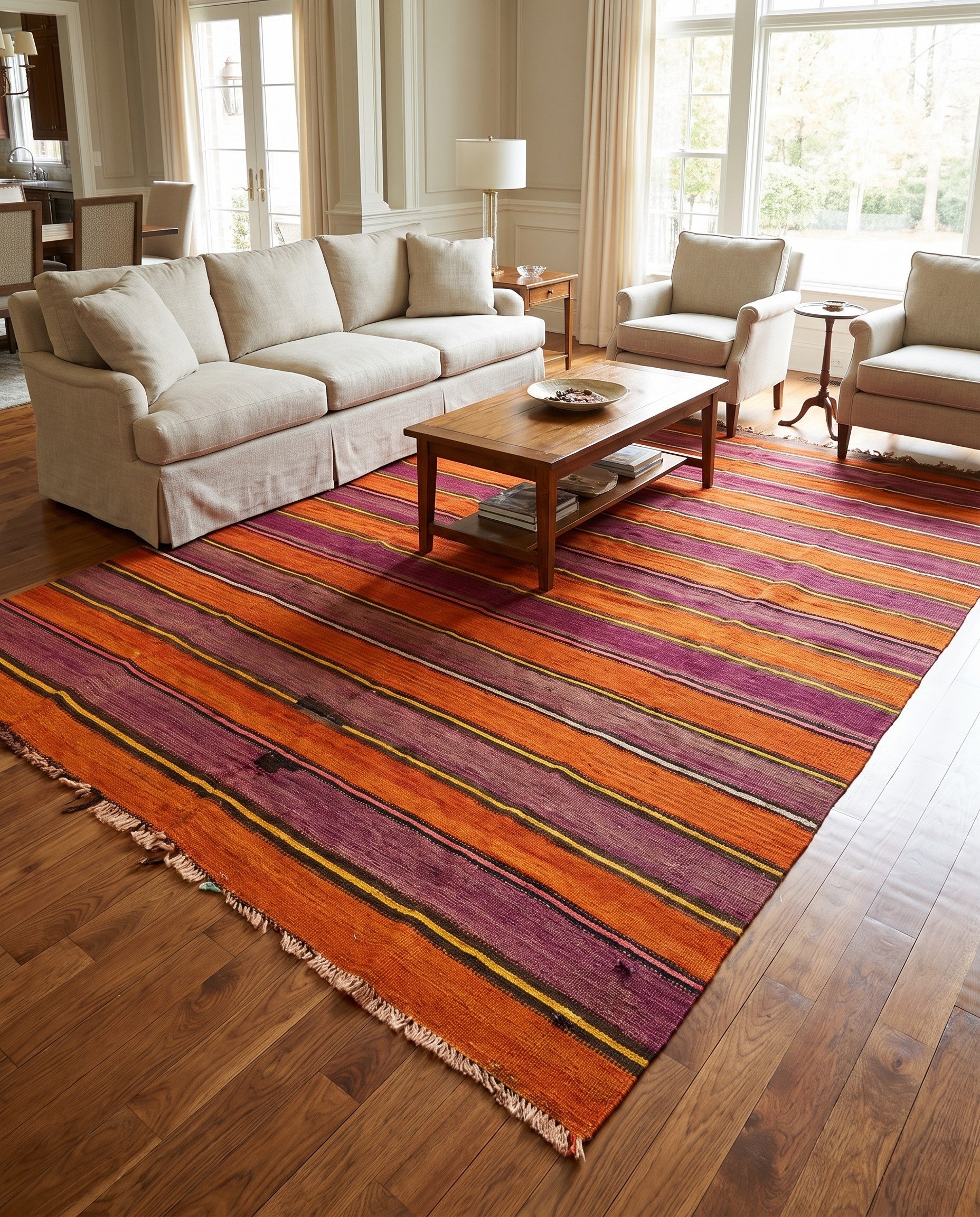 6' 3 x 9' 4 Hand Woven Kilim Fars Wool Runner Rug
