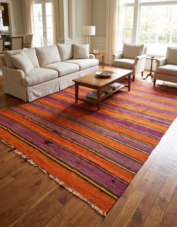 6' 3 x 9' 4 Hand Woven Kilim Fars Wool Runner Rug