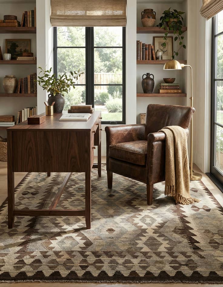 Detail image of 5' 3 x 6' 6  Hand Woven Kilim Maymana Wool Rug