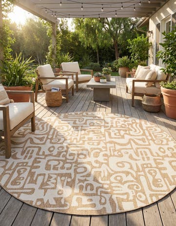 10' x 10' Easy-Clean Modern Indoor / Outdoor Round Rug