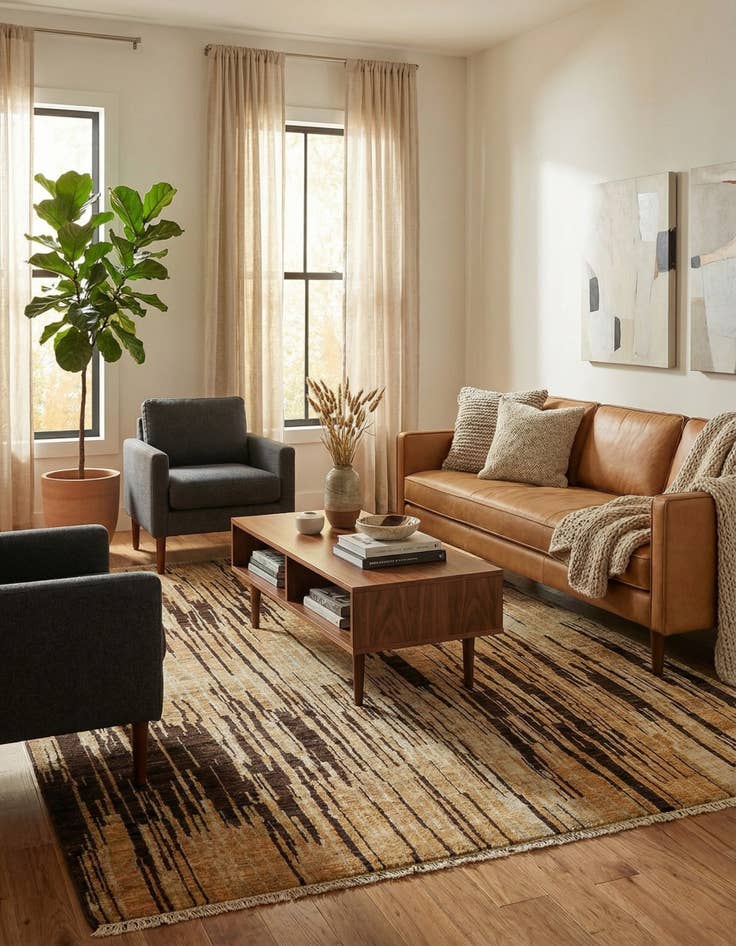 Detail image of 4' 8 x 6' 6  Hand Knotted Modern Ziegler Wool Rug