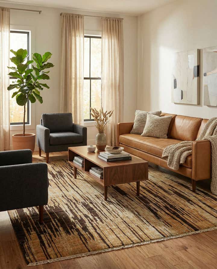 4' 8 x 6' 6 Hand Knotted Modern Ziegler Wool Rug