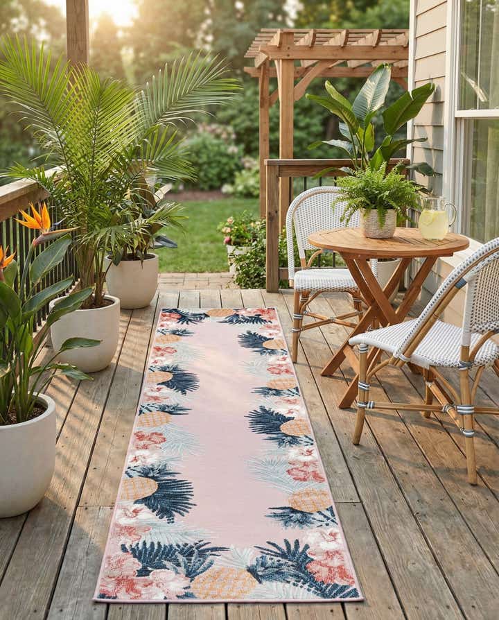 2' 7 x 12' Easy-Clean Botanical Indoor / Outdoor Runner Rug
