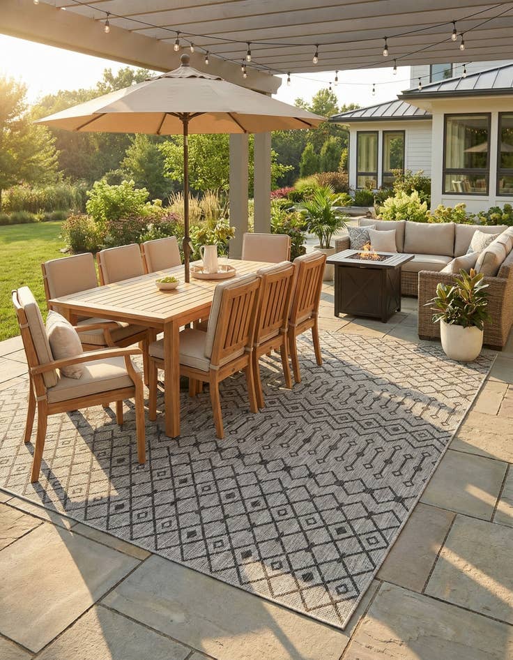 Detail image of  10' x 13'  Washable Lattice Indoor / Outdoor Rug