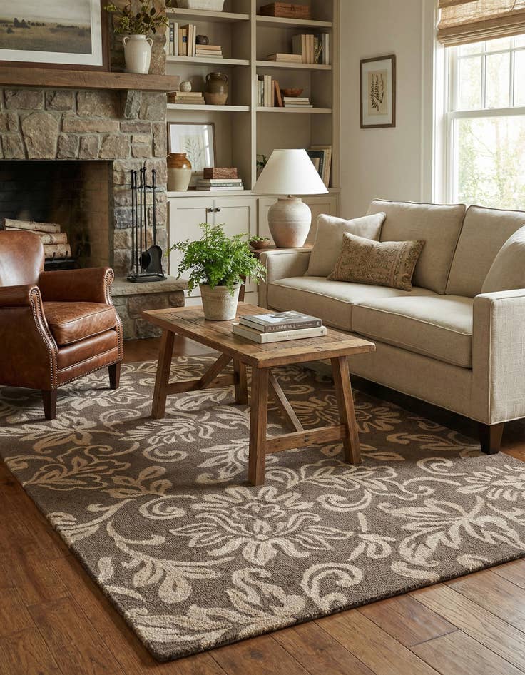 Detail image of 5' x 8' Agra Wool Rug