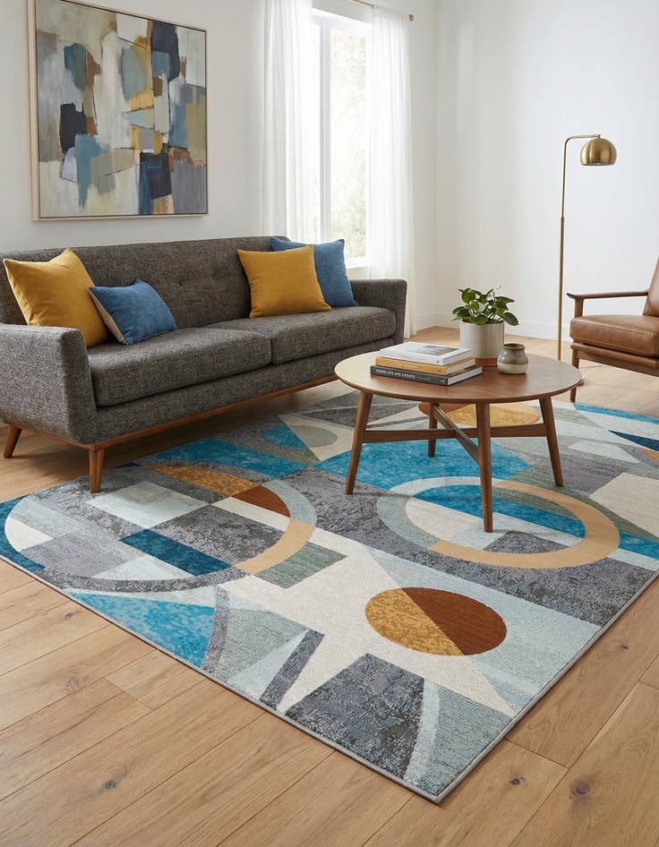 Detail image of 5' 3 x 8'  Washable Modern Indoor / Outdoor Rug