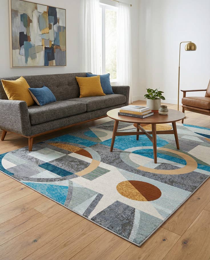 Detail image of 5' 3 x 8' Easy-Clean Modern Indoor / Outdoor Rug