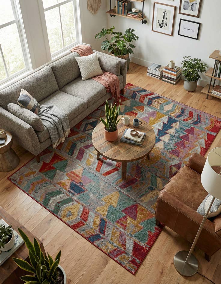 Detail image of 4' x 6'  Washable Modern Indoor / Outdoor Rug