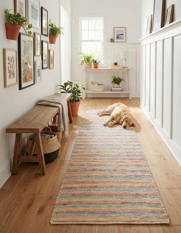 2' 7 x 10' Hand Woven Happy Rugs Rainbow Weave Runner