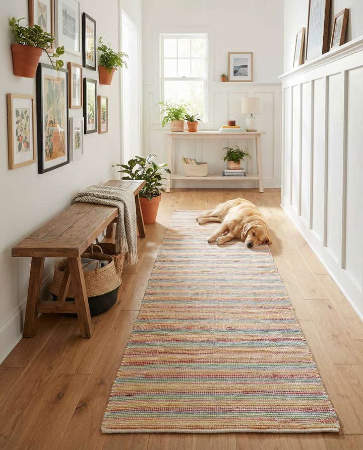 2' 7 x 10' Hand Woven Happy Rugs Rainbow Weave Runner