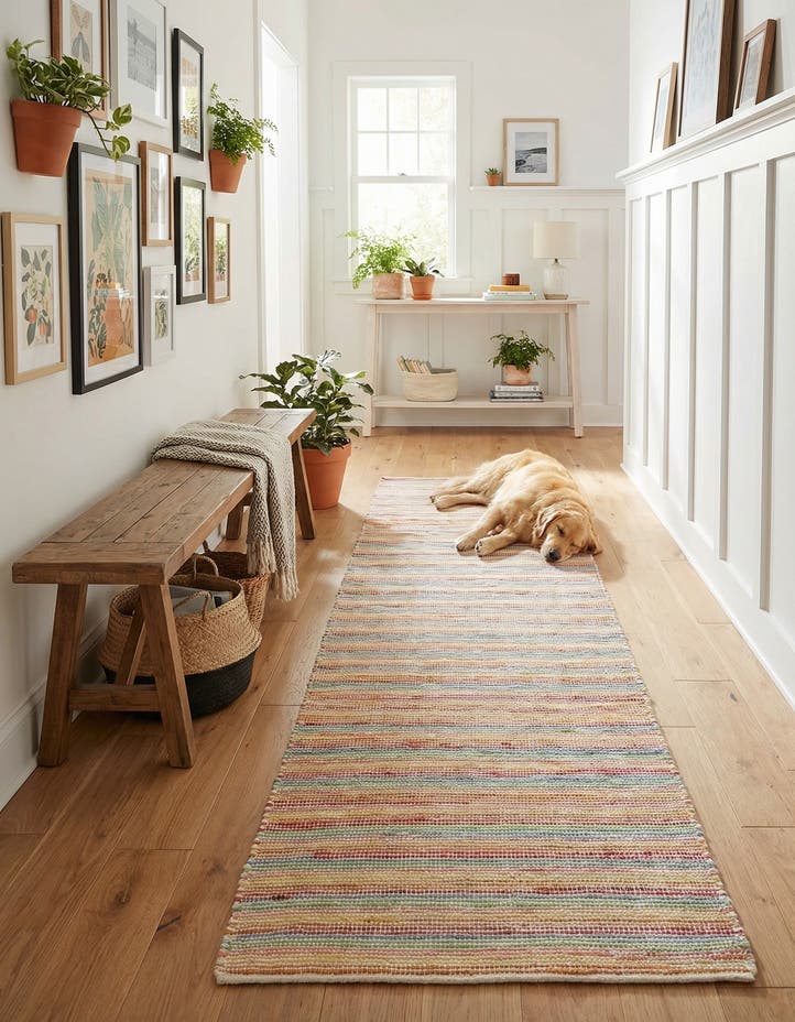 2' 7 x 10' Hand Woven Happy Rugs Rainbow Weav...