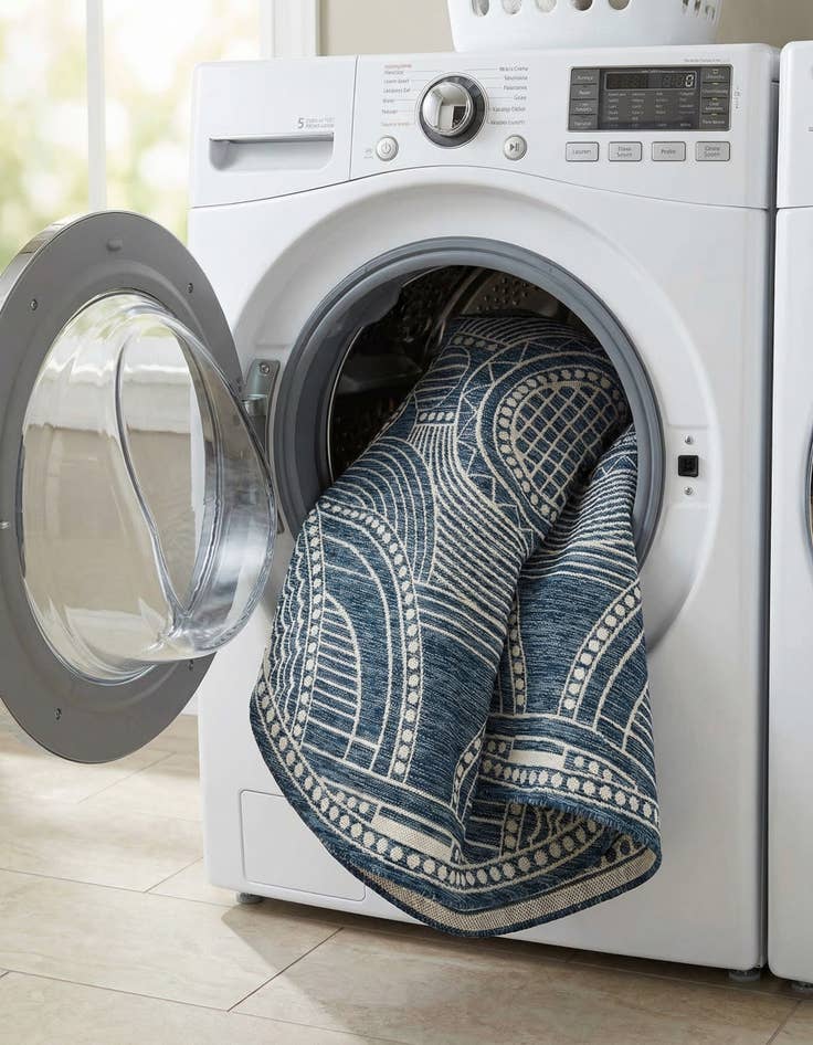 Detail image of  7' 10 x 7' 10  Washable Traditional Indoor / Outdoor Round Rug