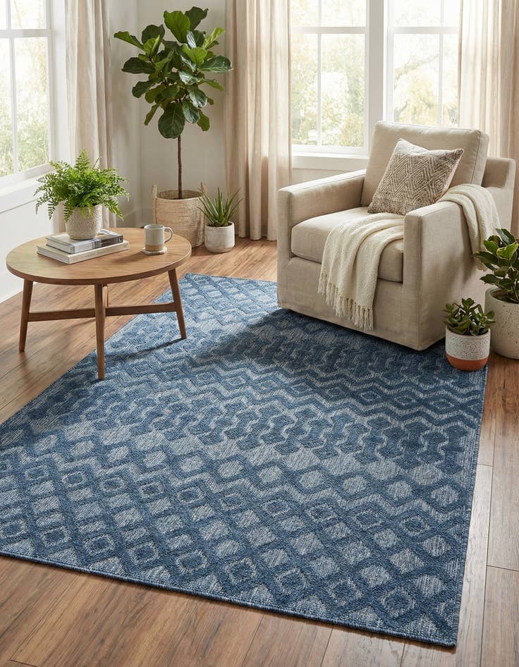 Detail image of 5' 3 x 8' Easy-Clean Trellis Textured Indoor / Outdoor Rug