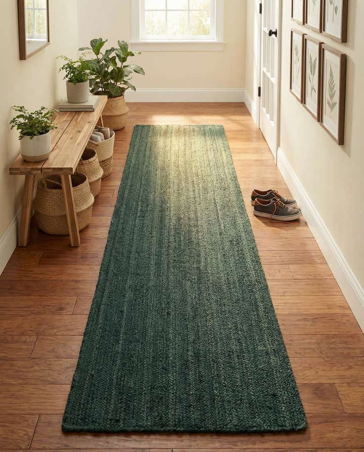 2' 7 x 12' Handmade Braided Jute Runner Rug