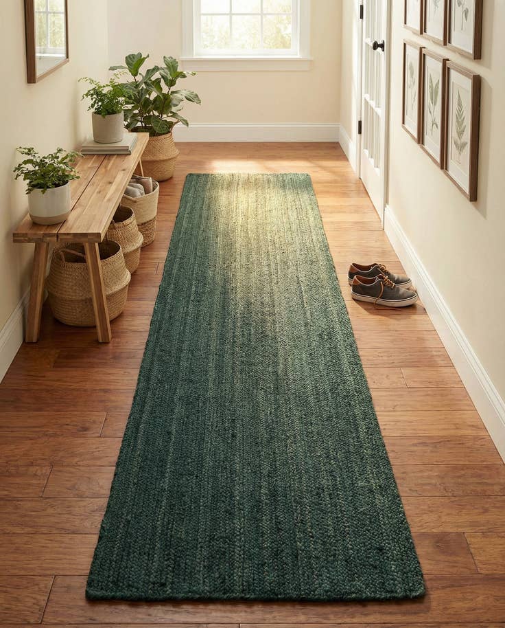 Detail image of 2' 7 x 12' Handmade Braided Jute Runner Rug